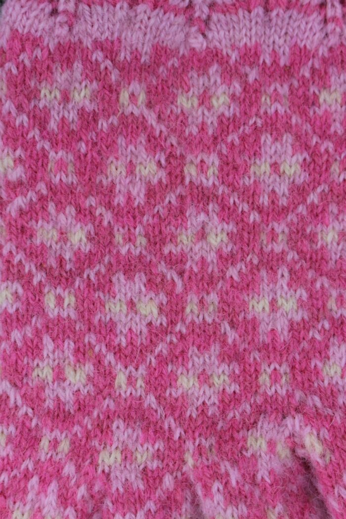 #231: Finely Knitted Estonian Lady's Gloves in Paistu Style in Pink Muave Natural White Powerful Protective Pattern 8-Pointed Star - Image 4